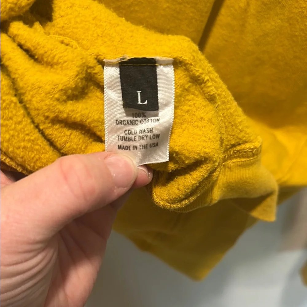 Clare V. Mustard Yellow Crew Neck Sweatshirt with Red Lips - Picture 9 of 9